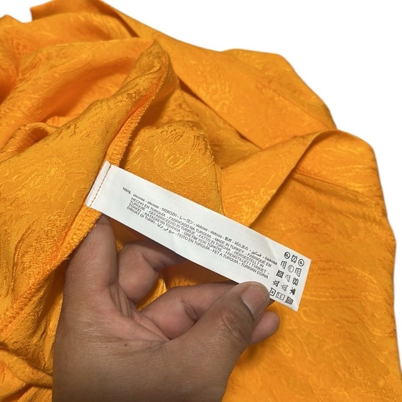 Zara NWT Women FULL LENGTH JACQUARD JUMPSUIT BLOGGERS FAV Orange/Yellow Medium - Picture 16 of 16